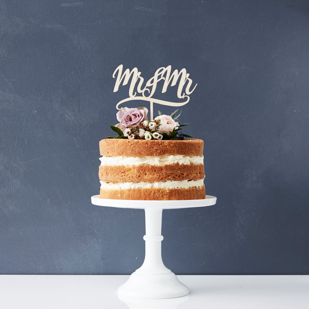 Decorative Mr And Mr Wooden Cake Topper