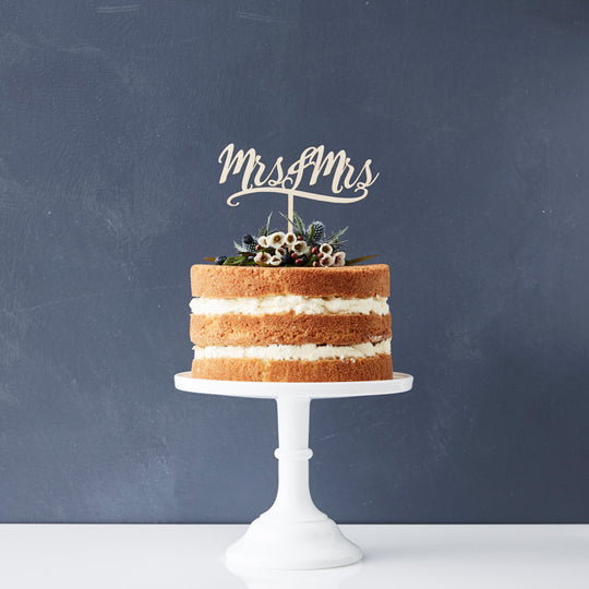Decorative Mrs And Mrs Wooden Cake Topper