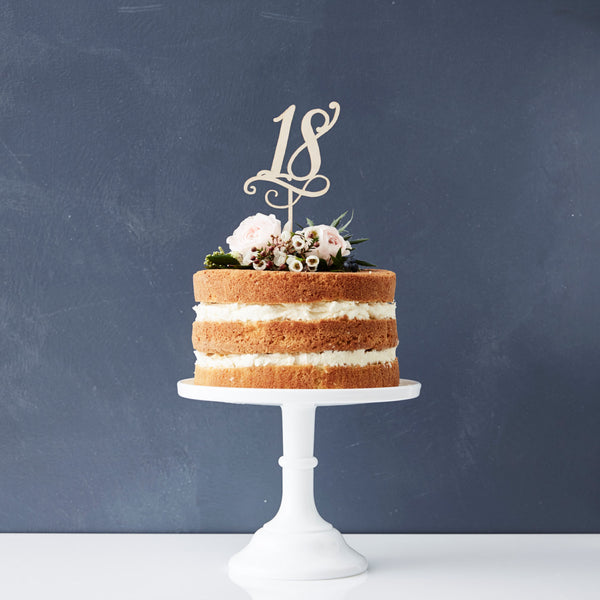 Decorative Birthday Age Wooden Cake Topper