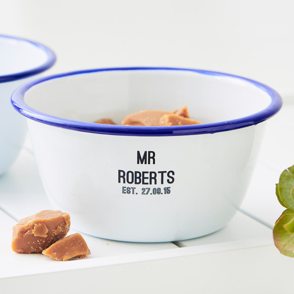 Personalised Wedding Enamel Bowl