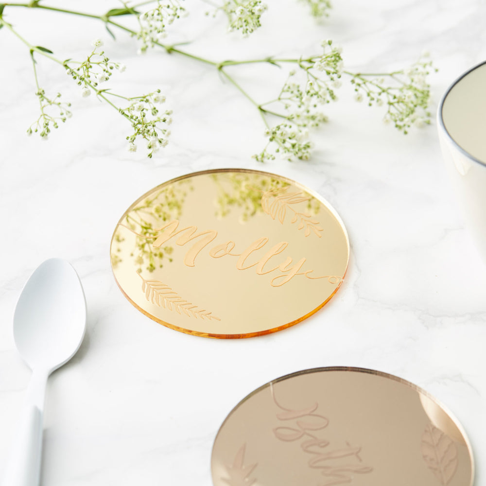 Personalised Botanical Mirror Drink Coaster