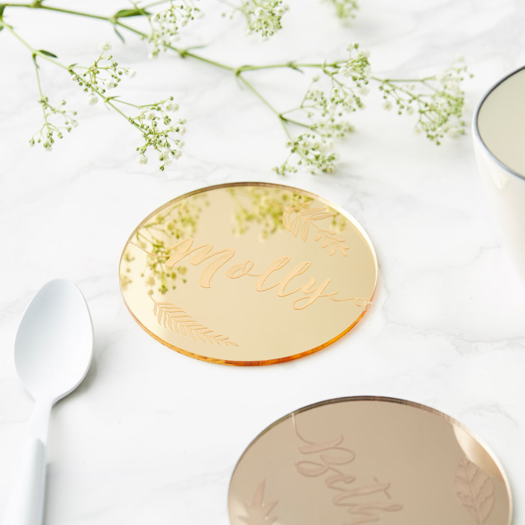 Personalised Botanical Mirror Drink Coaster