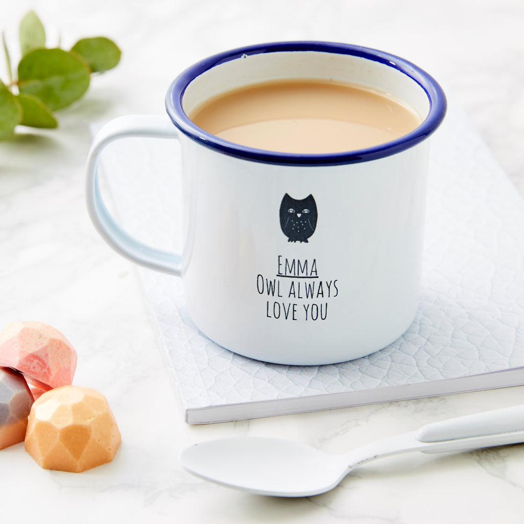 Personalised Owl Enamel Mug