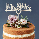 Mrs And Mrs Heart Wooden Cake Topper