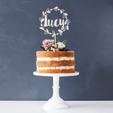 Personalised Floral Name Wooden Cake Topper