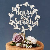 Personalised Floral Couples Wooden Wedding Cake Topper