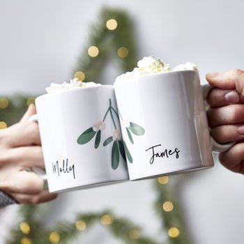 Personalised Mistletoe Mug Set