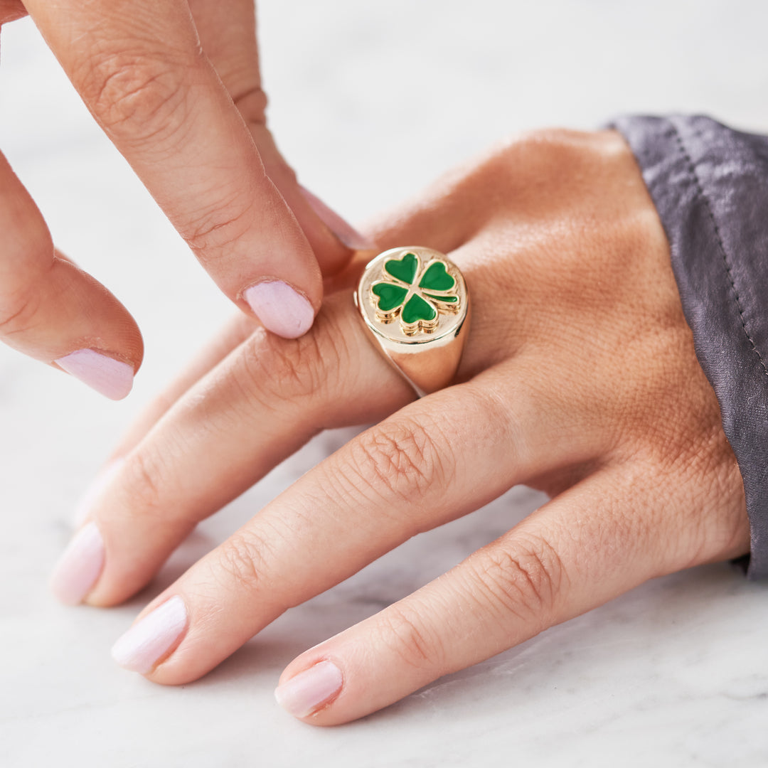 Lucky Clover Enamelled Ring