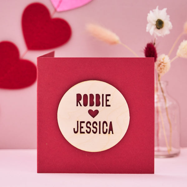 Wooden Personalised Valentine's Day Card