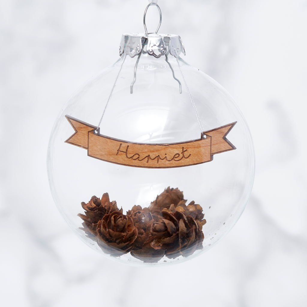 Personalised Banner Pine Cone Bauble