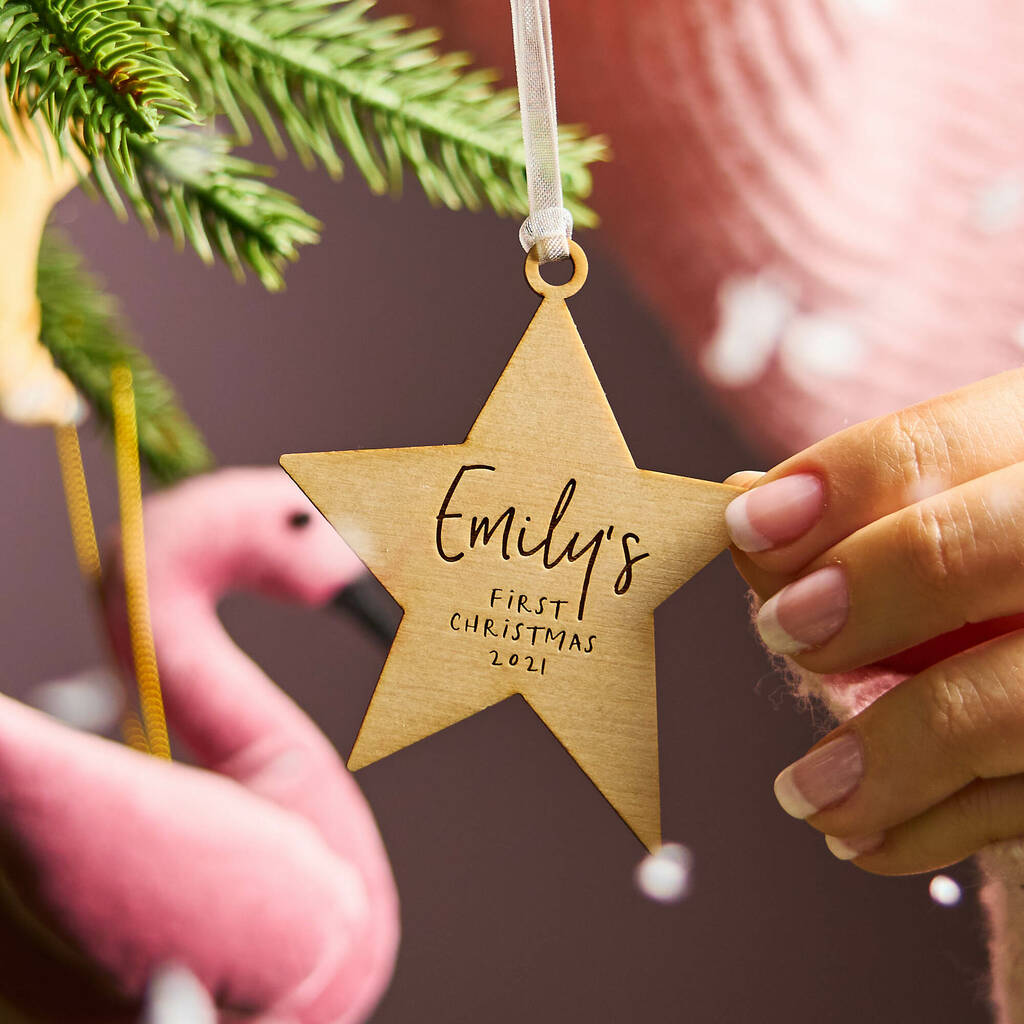 Baby's First Christmas Engraved Star Decoration