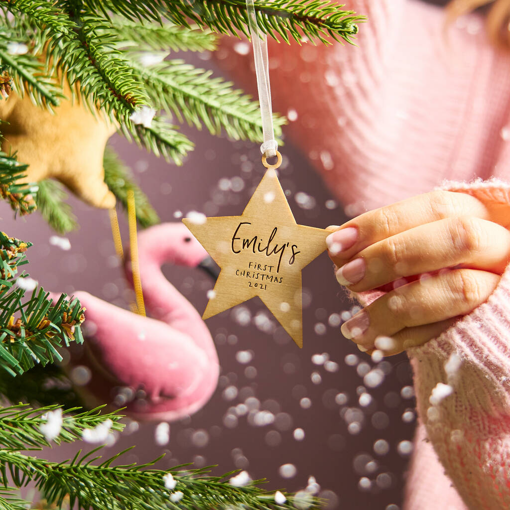 Baby's First Christmas Engraved Star Decoration