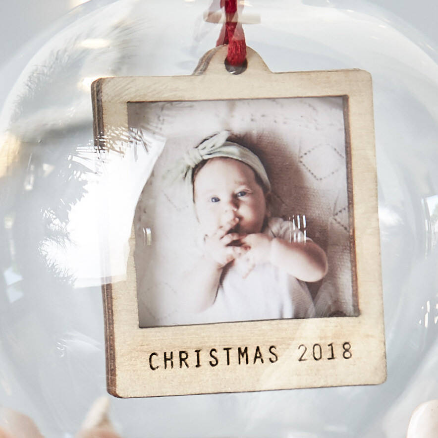 Baby's First Christmas Mini Wooden Photo Bauble