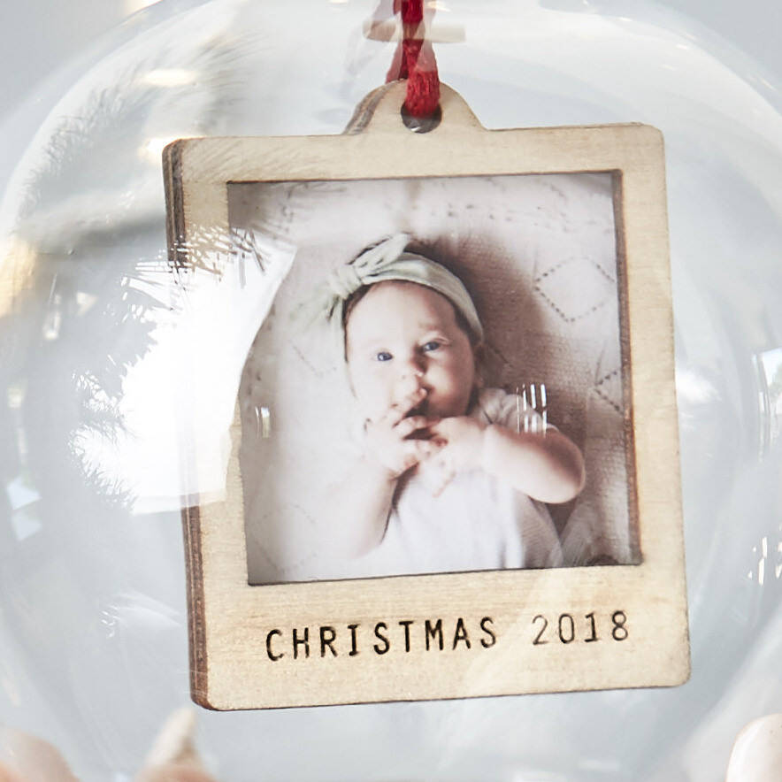 Baby's First Christmas Mini Wooden Photo Bauble – Sophia Victoria Joy