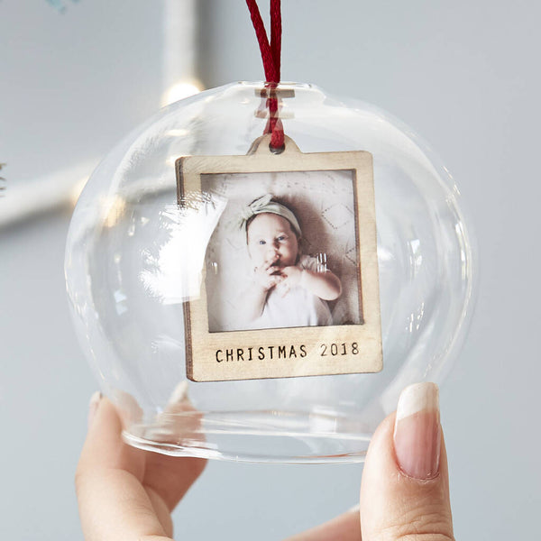 Baby's First Christmas Mini Wooden Photo Bauble