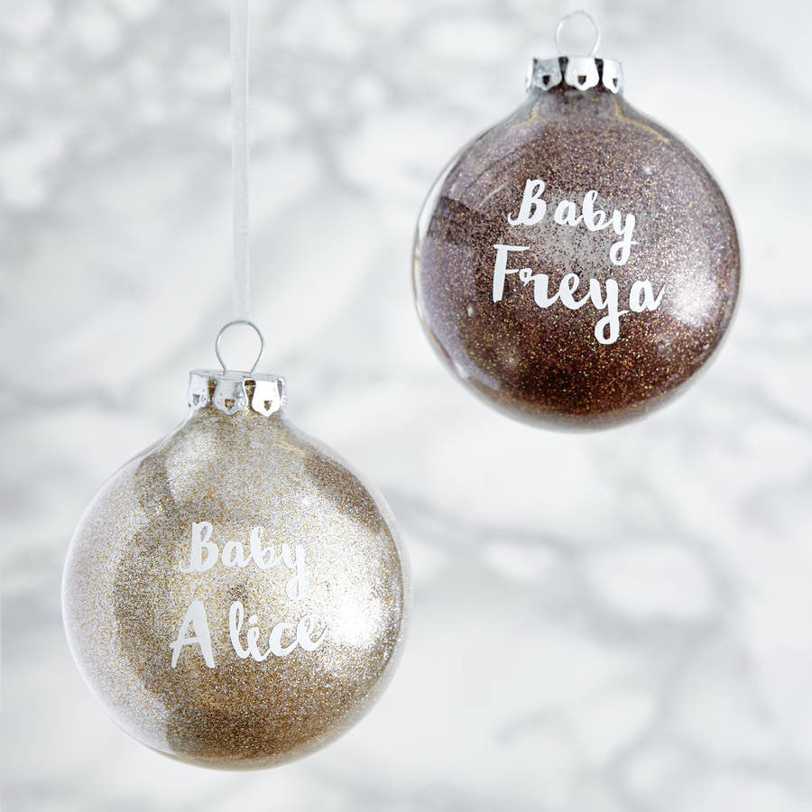 Baby's First Christmas Personalised Glitter Bauble