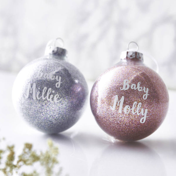Baby's First Christmas Personalised Glitter Bauble