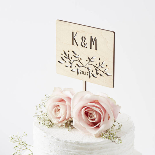 Botanical Personalised Initial Wedding Cake Topper