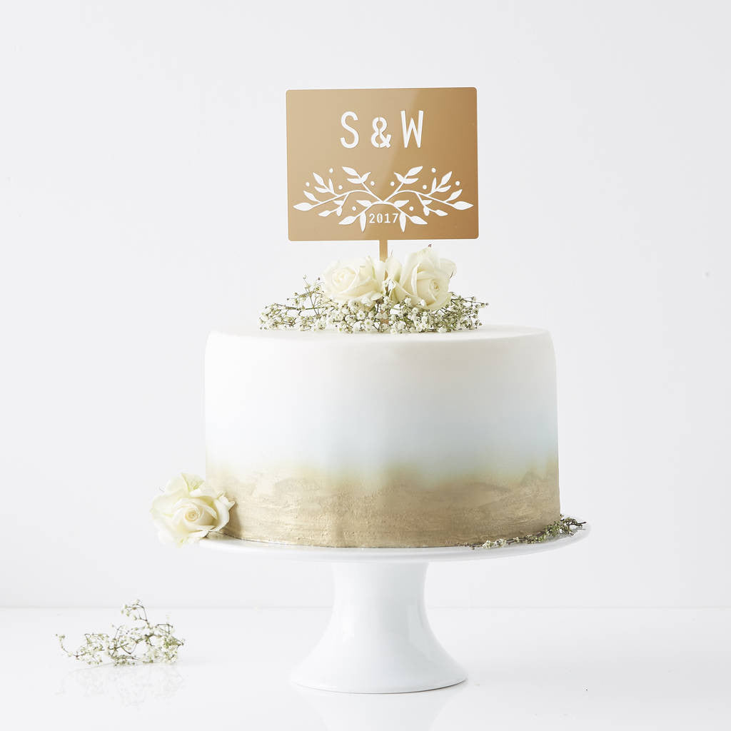 Botanical Personalised Initial Wedding Cake Topper