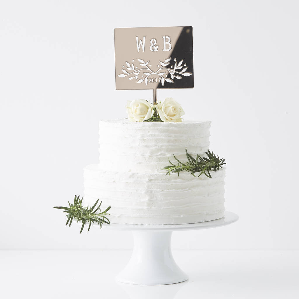 Botanical Personalised Initial Wedding Cake Topper