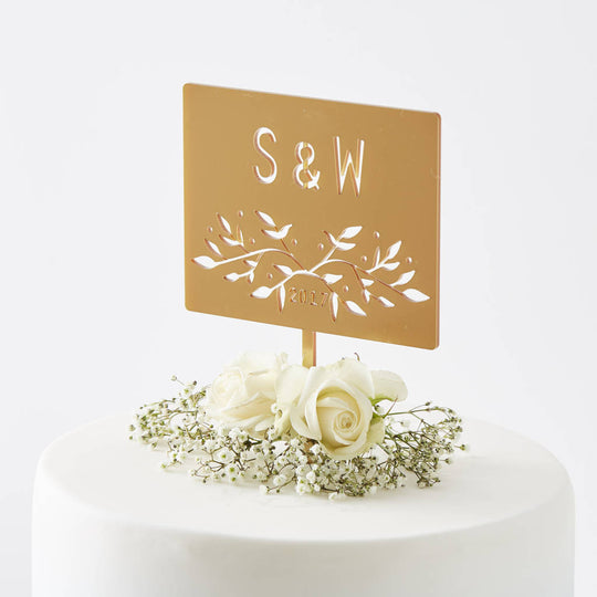 Botanical Personalised Initial Wedding Cake Topper