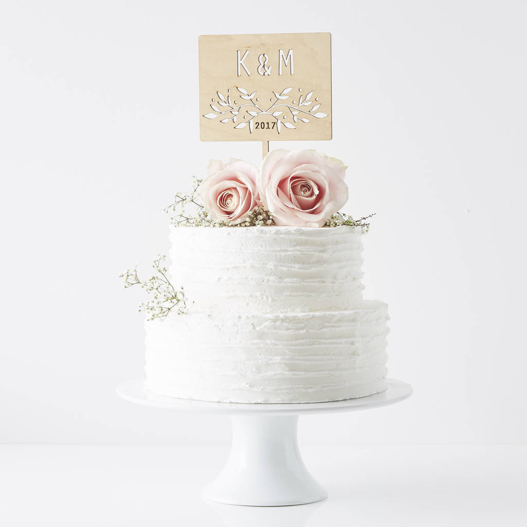 Botanical Personalised Initial Wedding Cake Topper