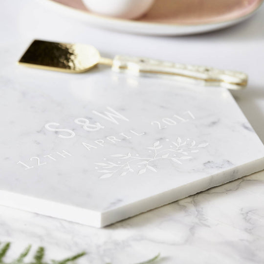 Botanical Personalised Marble Serving Board