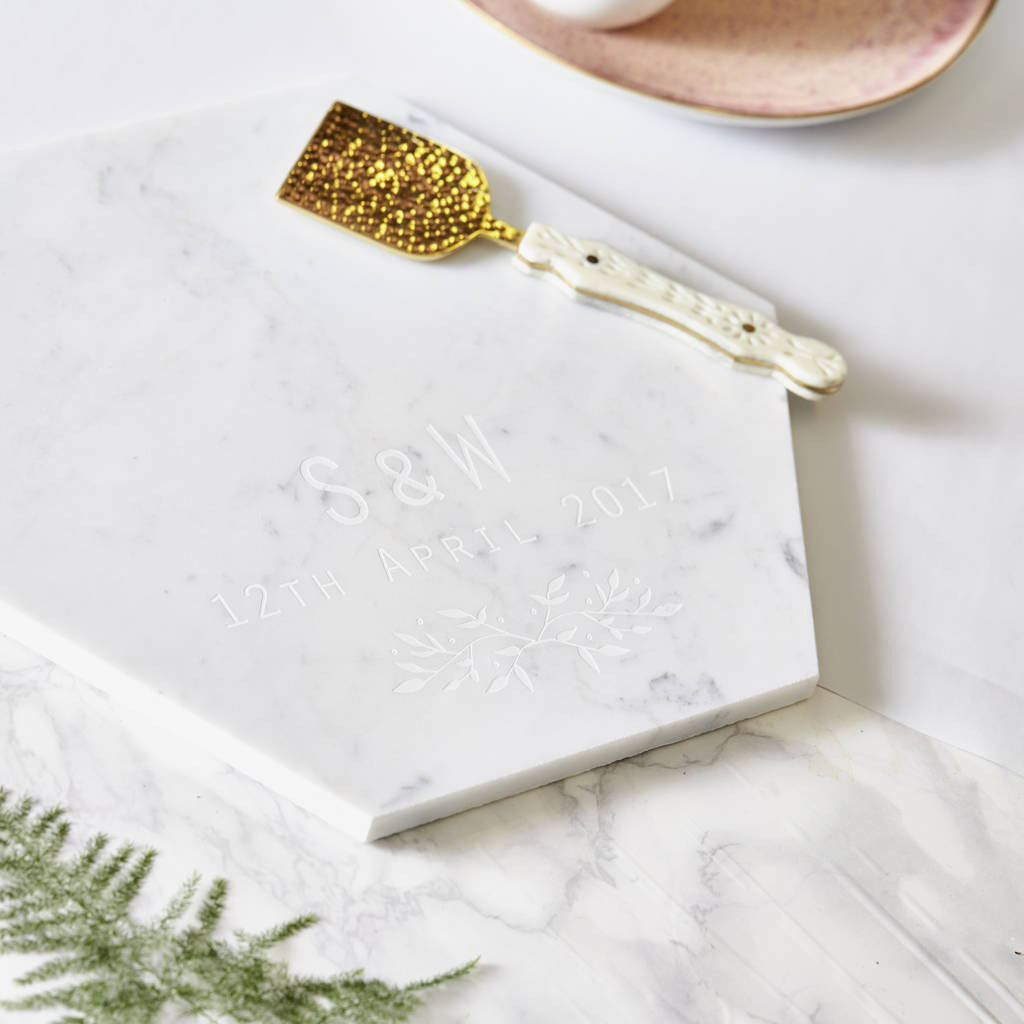 Botanical Personalised Marble Serving Board