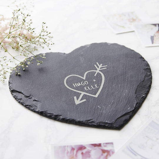 Carved Heart Slate Personalised Cheese Board