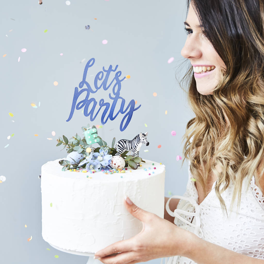 Charming 'Let’s Party' Cake Topper