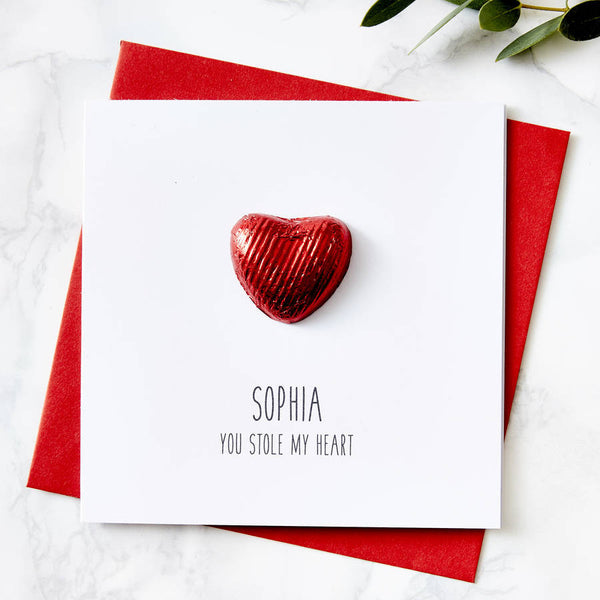 Chocolate Heart Personalised Christmas Card