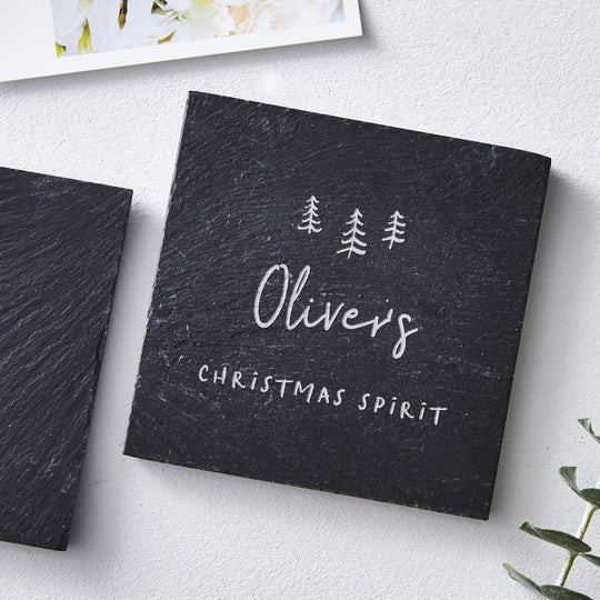 Slate Personalised Christmas Coaster