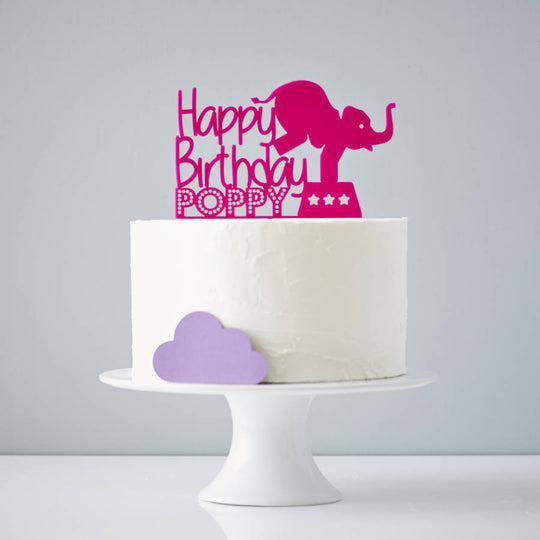 Circus Elephant Personalised Birthday Cake Topper