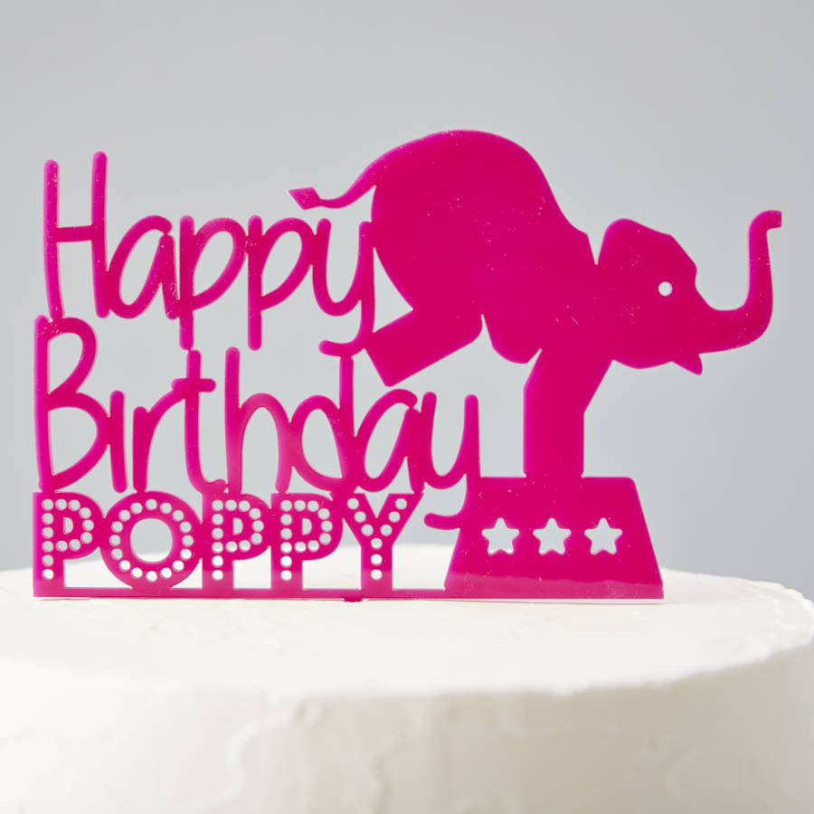 Circus Elephant Personalised Birthday Cake Topper