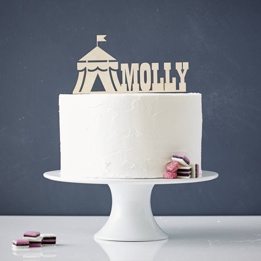 Circus Tent Personalised Wooden Birthday Cake Topper