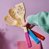 Coloured Personalised Wooden Spoon Set