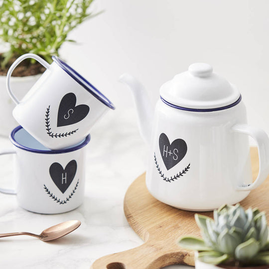 Couples Personalised Enamel Teapot