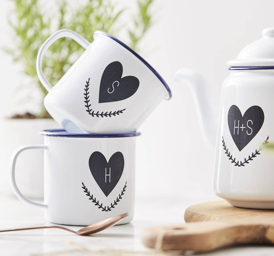 Couples Personalised Enamel Teapot