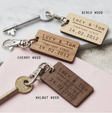 Couples Personalised Wooden Keyring