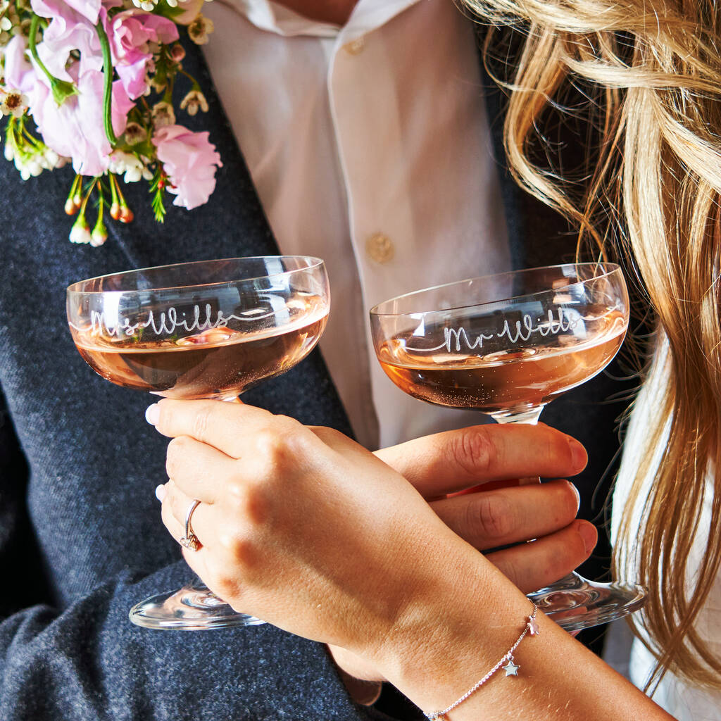 Couples Set Of Two Champagne Saucers