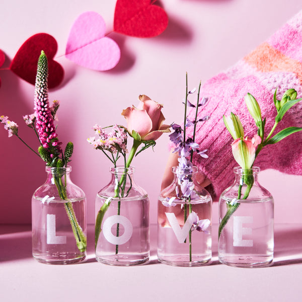 Set Of Four Personalised Love Vases