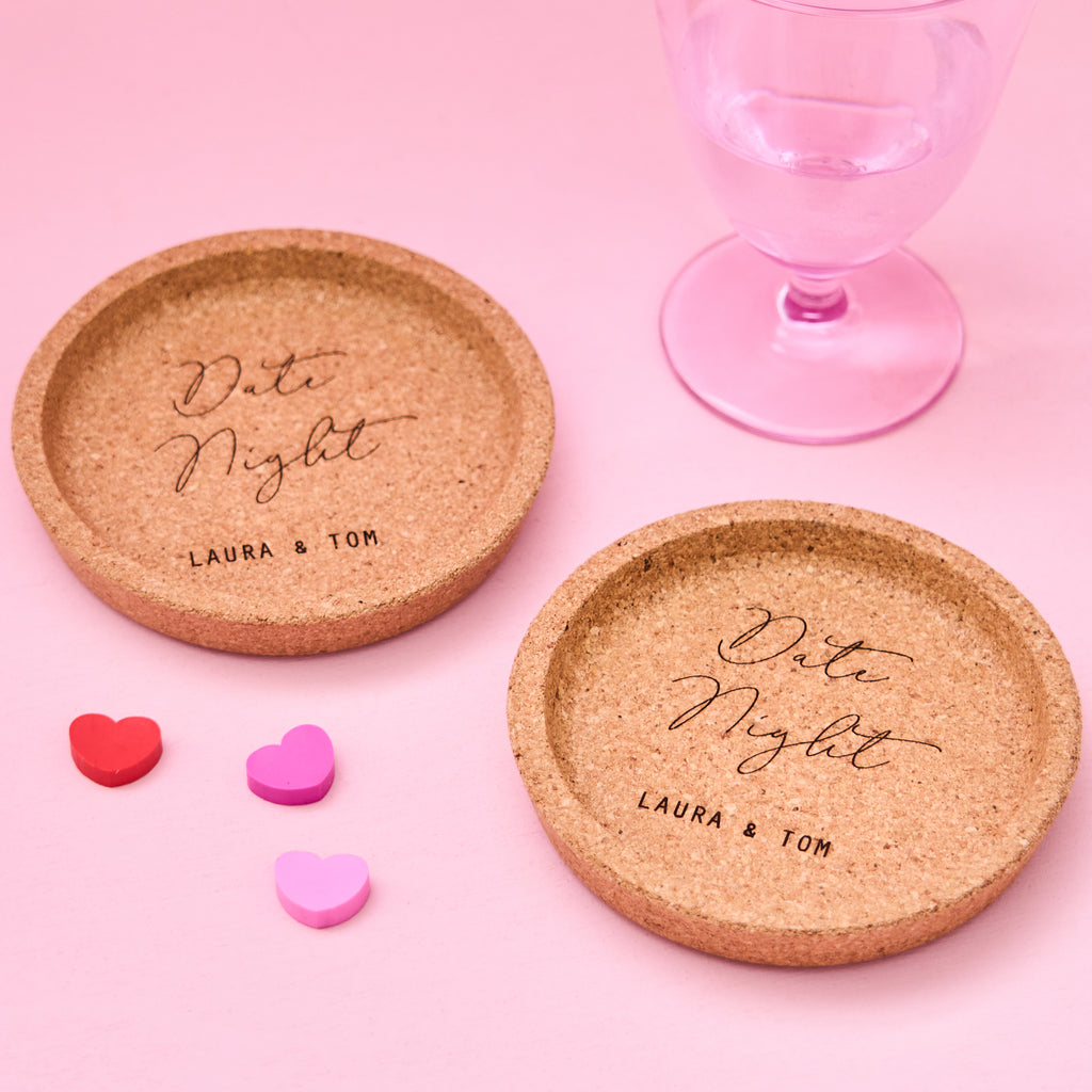 Personalised Set Of Two Date Night Coasters