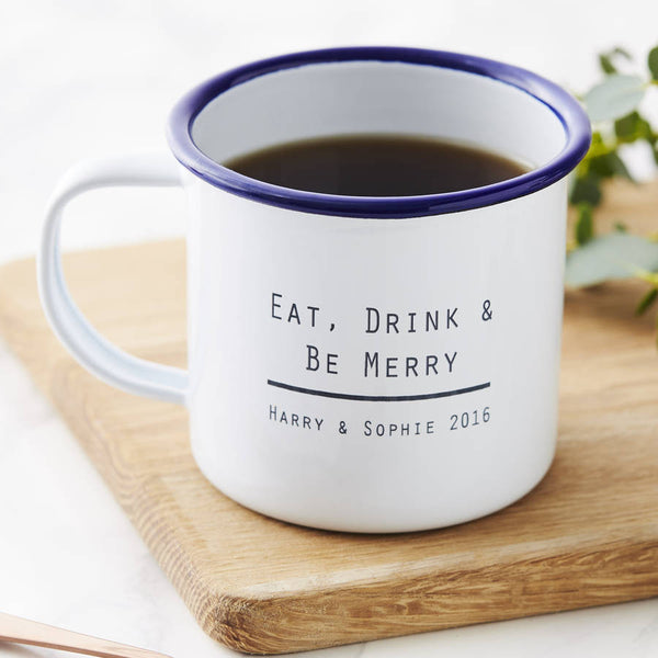 Eat, Drink And Be Enamel Wedding Mug