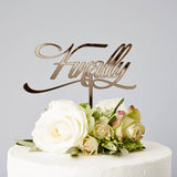 Elegant 'Finally' Wedding Cake Topper