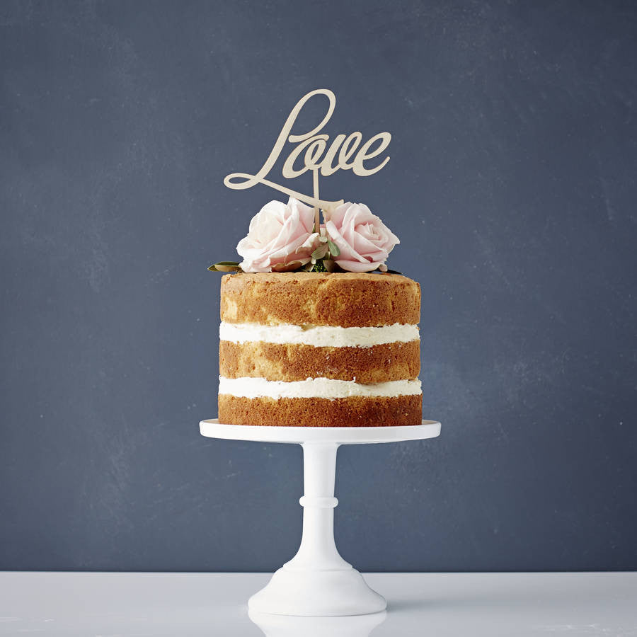 Elegant 'Love' Wooden Wedding Cake Topper
