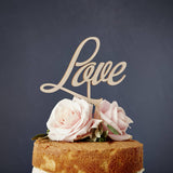Elegant 'Love' Wooden Wedding Cake Topper
