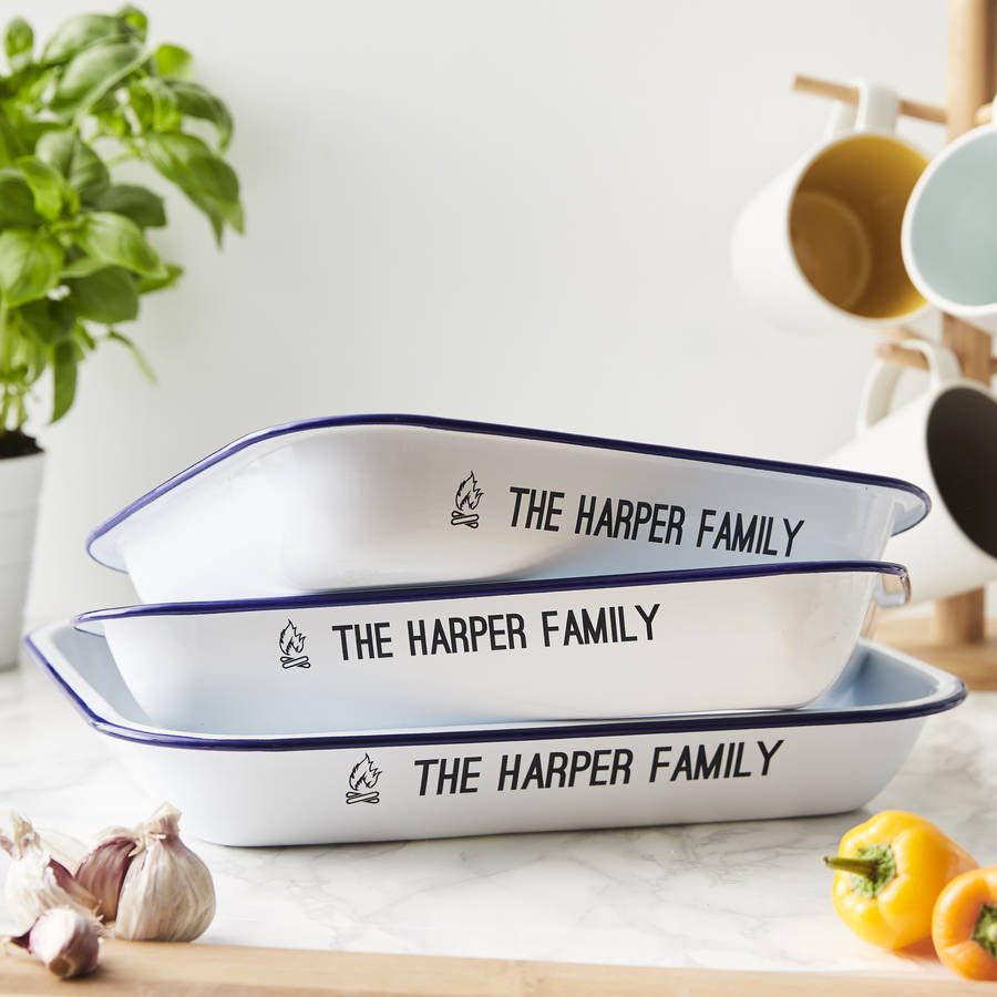 Enamel Family Personalised Baking Tray