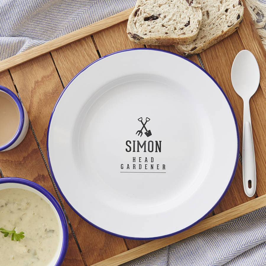 Enamel Personalised Gardening Plate