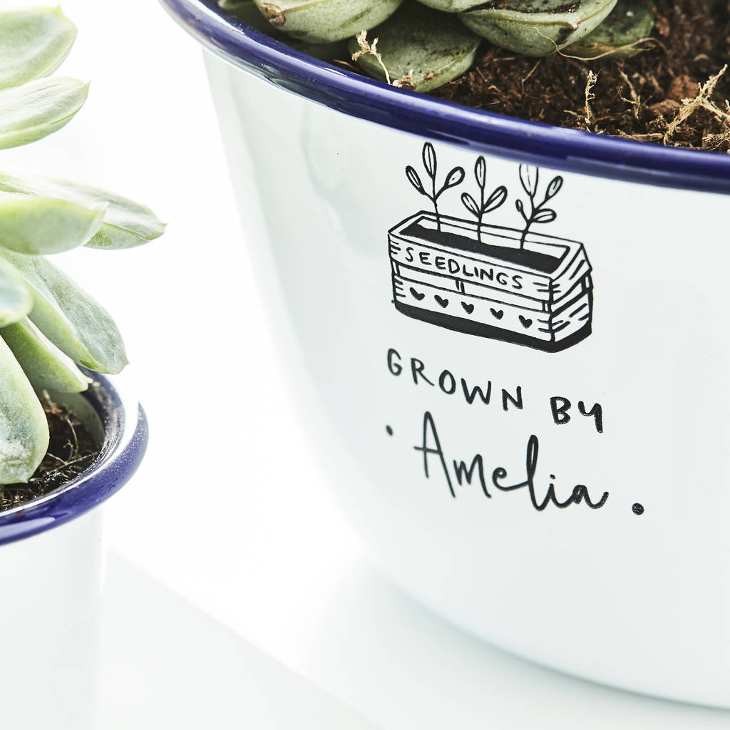 Enamel Personalised Planter