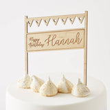 Engraved Bunting Personalised Birthday Cake Topper